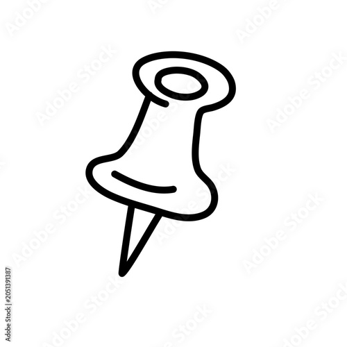 Hand drawn push pin thumbtack icon doodle vector office board outline element