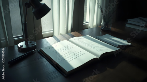 Creative workspace with sketchbook