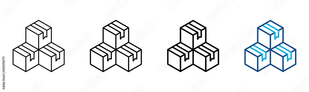Obraz premium Box Icon Different Style Outline Collection Set Vector Illustration