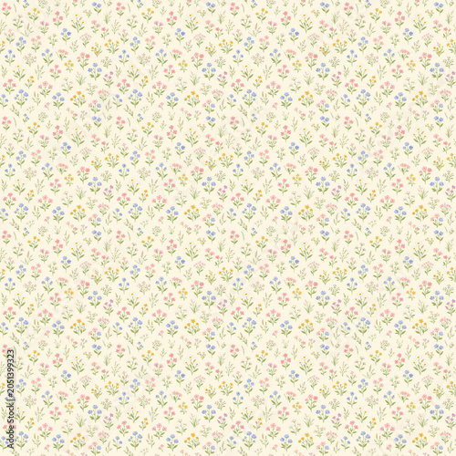 Meadow Wildflowers Pastel Seamless Pattern