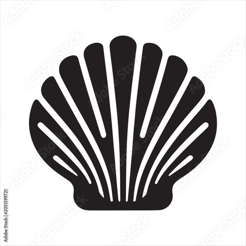 Schilderij op canvas Sea shell vector silhouette line art concept logo design idea illustration