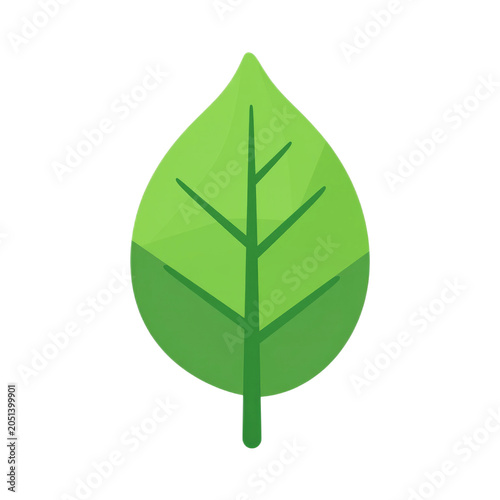 A clean digital illustration of a green leaf with detailed veins, smooth edges, and a fresh look, perfect for projects related to nature