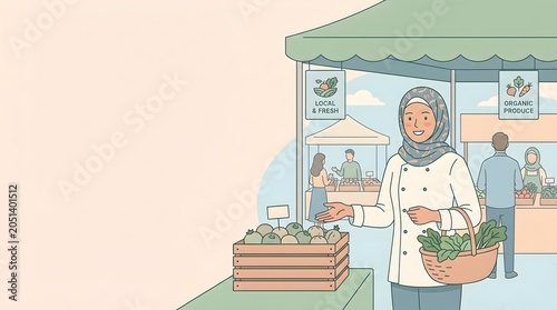 Farmers Market Fresh Ingredients Illustration Sustainable Food