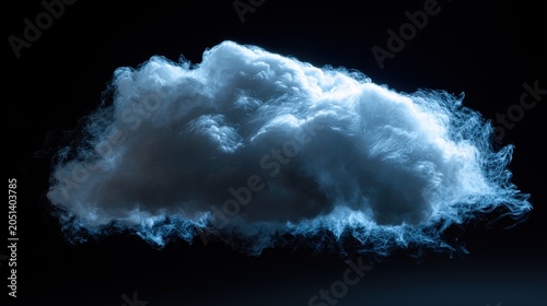Abstract fog formation on a black backdrop, delicate translucent structure and moody atmosphere
