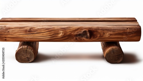 Rustic Log Bench With Four Wooden Legs And Visible Wood Grain Texture Isolated On A Transparent Background