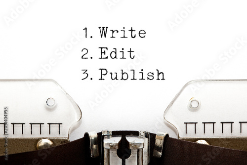 Bild auf Leinwand Write Edit Publish Vintage Typewriter Concept