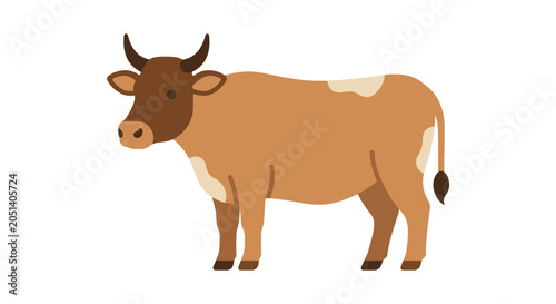 Brown Cow With White Spots Standing.