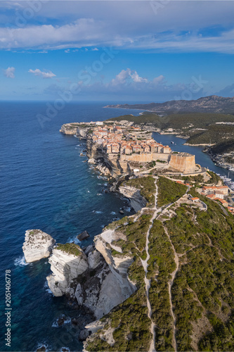 Aerial view of Bonifacio, Corsica, France.