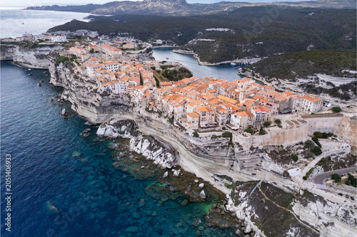 Aerial view of Bonifacio, Corsica, France.