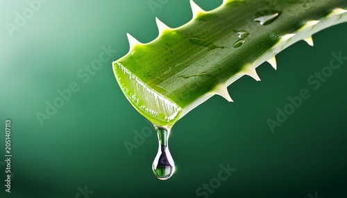 Aloe Vera Leaf With Dripping Juice Macro