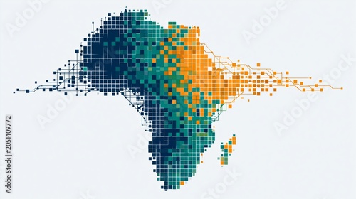 modern african artificial intelligence council logo with digital continent mosaic
