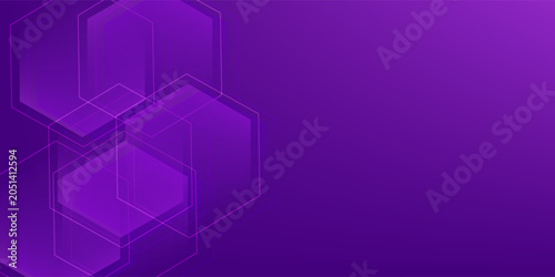 Modern banner purple background with hexagon lines. Vector illustration