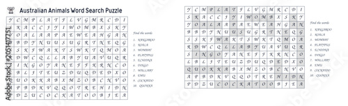 Canvas Print Australian Animals Word Search Puzzle Printable With Answer Key