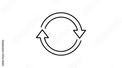 Thin line repeat icon with circular arrows isolated on white