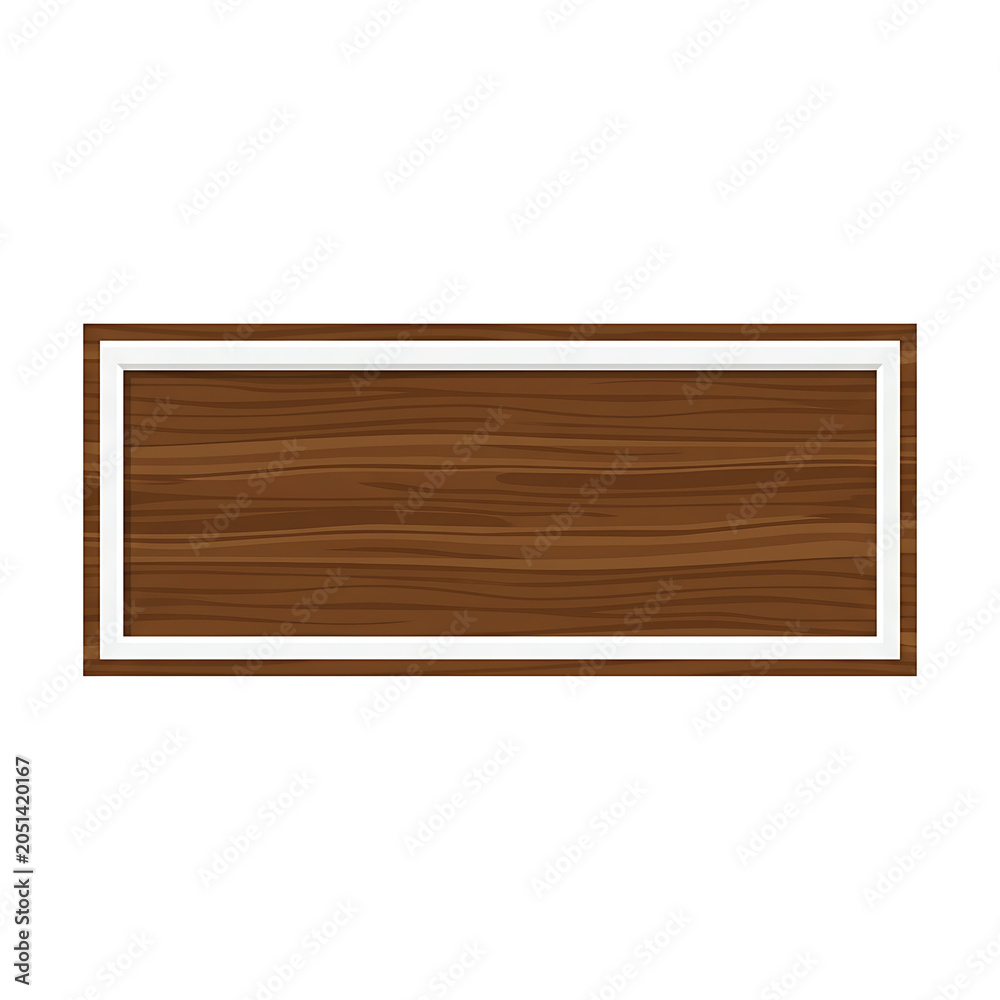 Naklejka premium Rectangular wooden sign template with a smooth natural brown texture and a clean white border isolated on a white background for versatile creative design