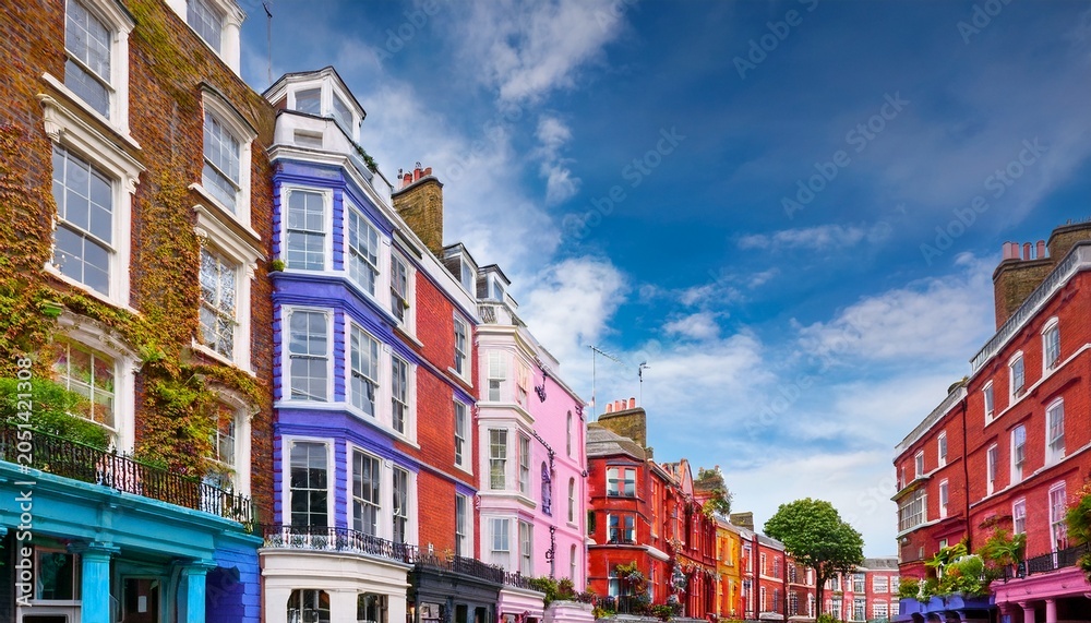 Obraz premium vibrant colorful street with eclectic buildings in covent garden london uk