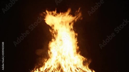 Blazing fire flames, burning blaze, fiery inferno, night background