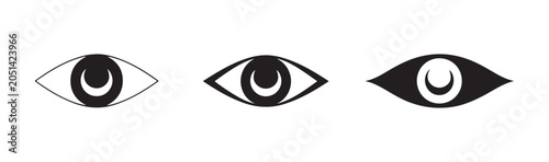 Canvastavla Pointed almond eye vector illustrations with moon reflections inside black pupils for creative art