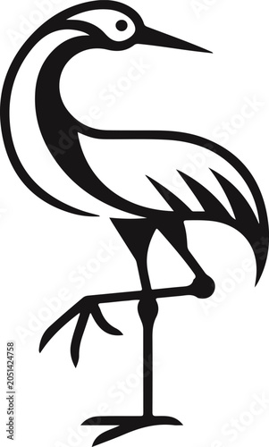 Elegant Wading Bird Silhouette Inspired By Wetland Wildlife And Natural Habitats