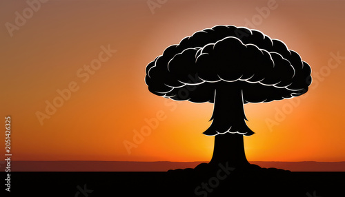 silhouette of a nuclear explosion