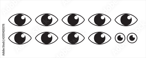 Quadro em tela Continuous line eye illustration sequence showing different gaze directions for character design
