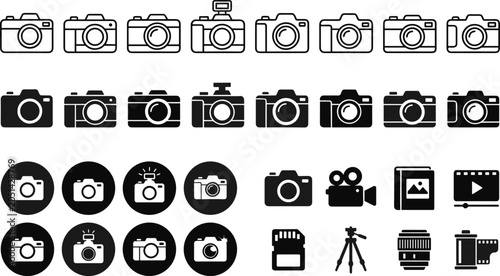 Tableau sur toile Photography and videography icon illustration collection featuring camera graphi