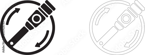 Tableau sur toile Spacecraft control lever vector icon, pilot cockpit joystick symbol, manual ship maneuvering and navigation