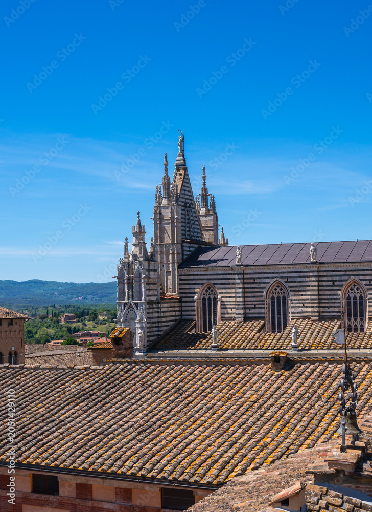 Obraz premium Facciatone, Ausblick auf den Duomo di Siena, Toskana, Italien