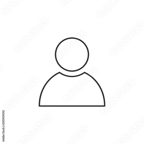 Minimalist User Profile Outline Icon Symbol for Account Member and Person Identification on White Background