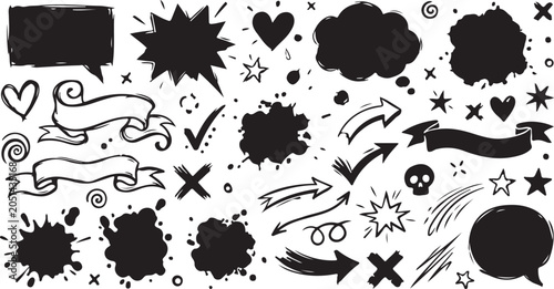Ultimate Comic Speech Bubbles & Callout Collection | Hand-Drawn Doodles, Vector Pop Art & Manga Thought Bubbles