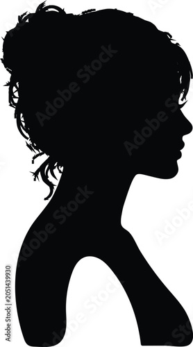 Silhouette Woman Profile Portrait Black and White Minimalist Art