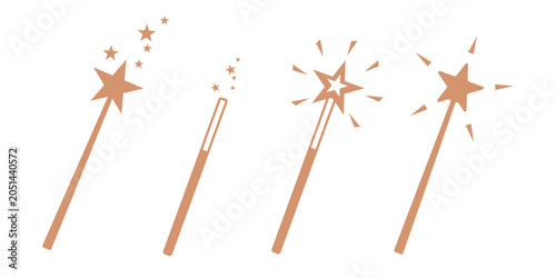 Photos Magic Wand Star Icon Set: Enchanting Spell Effects & Fairy Tale Fantas