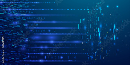 Abstract background featuring binary code and data streaming flow with digital pulse patterns for modern computer science.