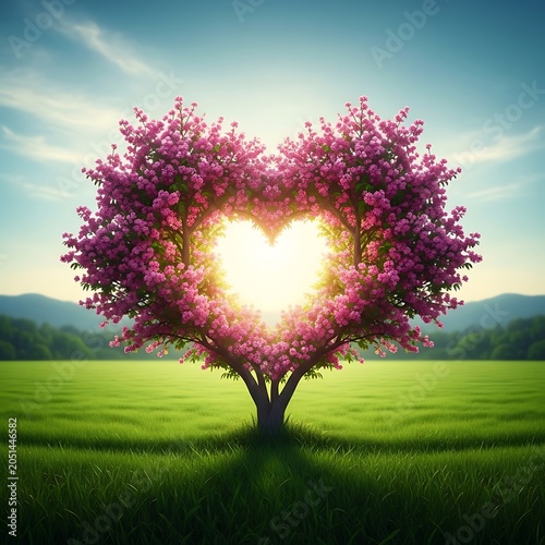Heart shaped pink flowering tree