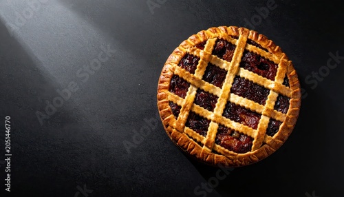 Rich Dark Fruitcake with Golden Lattice Topping Baked to Perfection