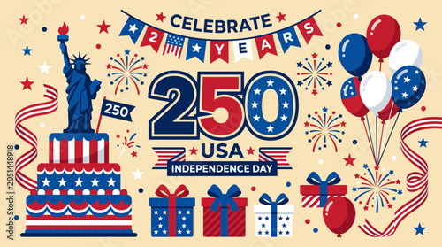 Photography Patriotic vector graphic illustration celebrating the two hundred fiftieth anniv