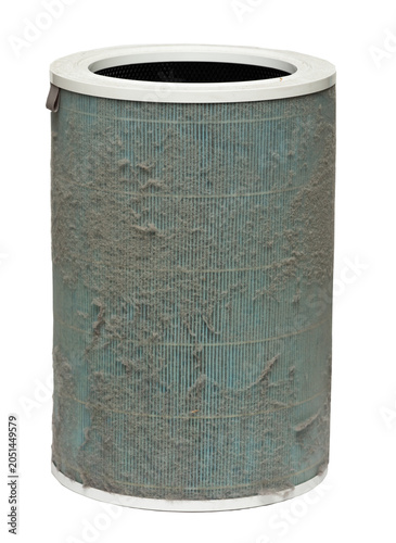 Dirty air purifier filter on transparent background.
