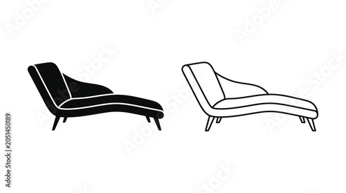 Foto Chaise Lounge Silhouette In Black And White Minimalist Design