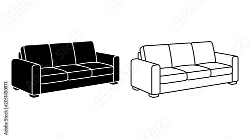 Foto Black And White Sofa Silhouettes Modern Furniture Design