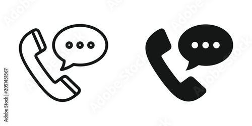 Schilderij op canvas Telephone handset with speech bubble icon for communication and messaging in cle
