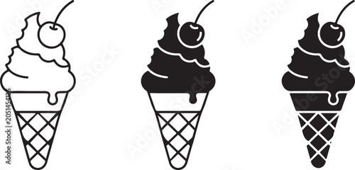 Ice cream cones with cherries on top