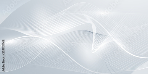 Modern abstract background with overlapping white waves and subtle light effects.
