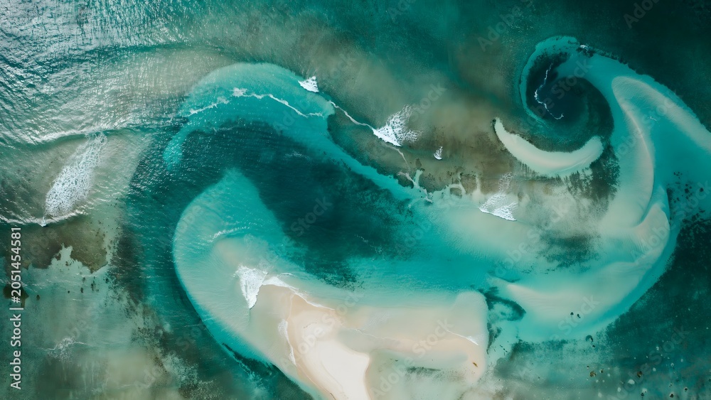 Obraz premium Spectacular Aerial View of a Powerful Curling Wave in Ocean Waters