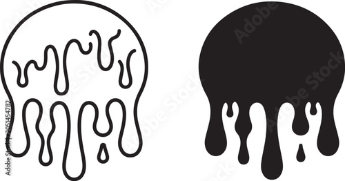 Black and white dripping skull icons melting shapes