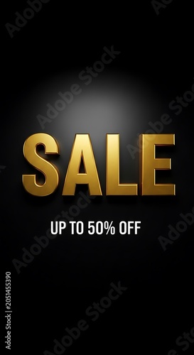 Black background with yellow sale sign and discount text.