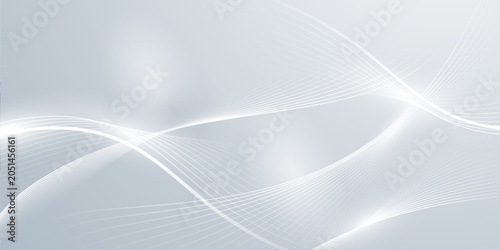 Gentle abstract white waves composed of fine lines flow across a soft grey background with subtle highlights.