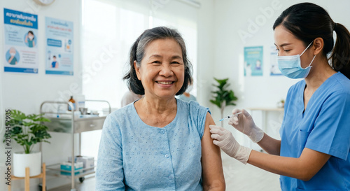Cheerful senior Thai woman smiling