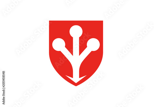 Tableau sur toile Mora municipality coat of arms symbol in red and white