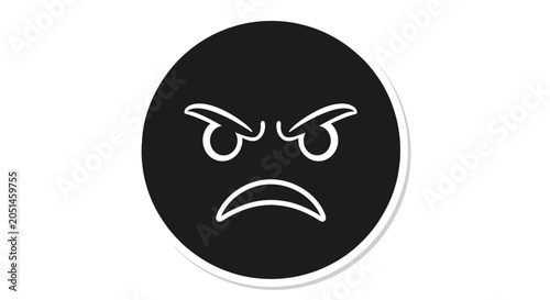 Valokuva Angry Emoji Face Icon - Frustrated Emotion Symbol