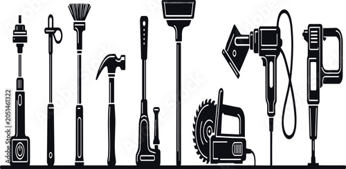 Fotografija Tools, vector, icon, set, construction, equipment, hardware, collection, power,